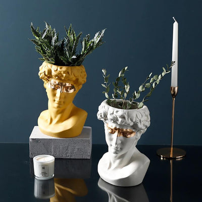 Ceramic David Head Planter Pot Sculpture - Lily & Eden