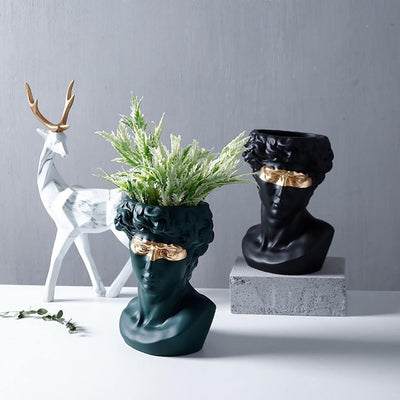 Ceramic David Head Planter Pot Sculpture - Lily & Eden