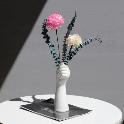 Ceramic White Hand Flower Vase - Lily & Eden