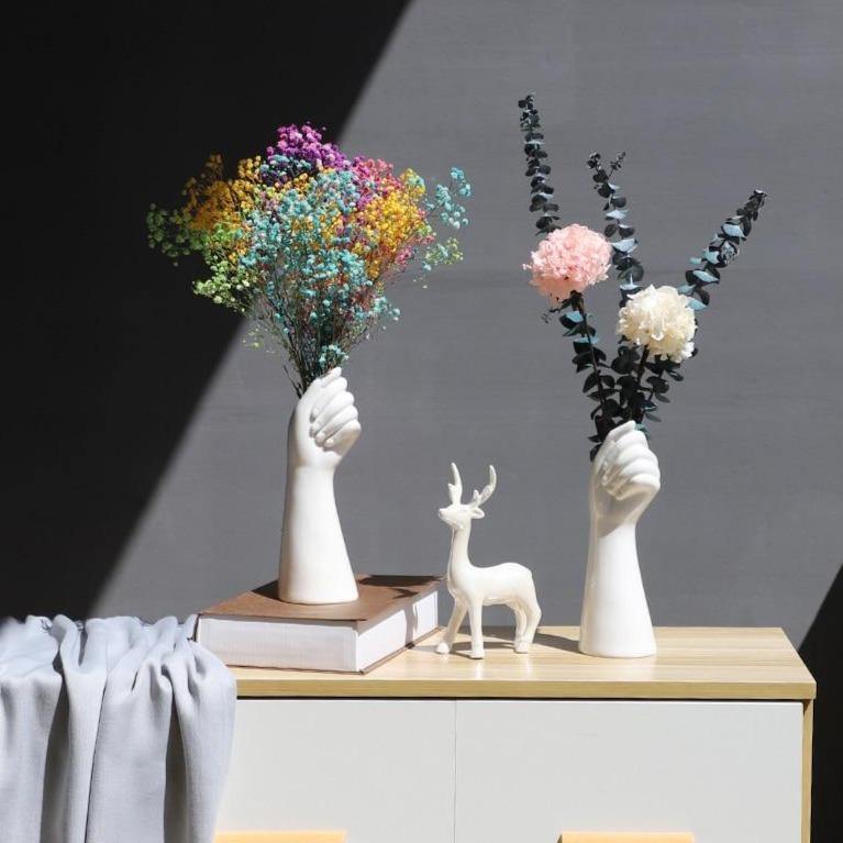 Ceramic White Hand Flower Vase - Lily & Eden