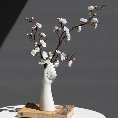 Ceramic White Hand Flower Vase - Lily & Eden