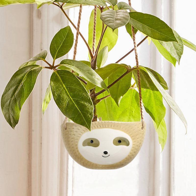 sloth pot plant Lazy Ceramic Hanging Succulent Planter Tan / Dish