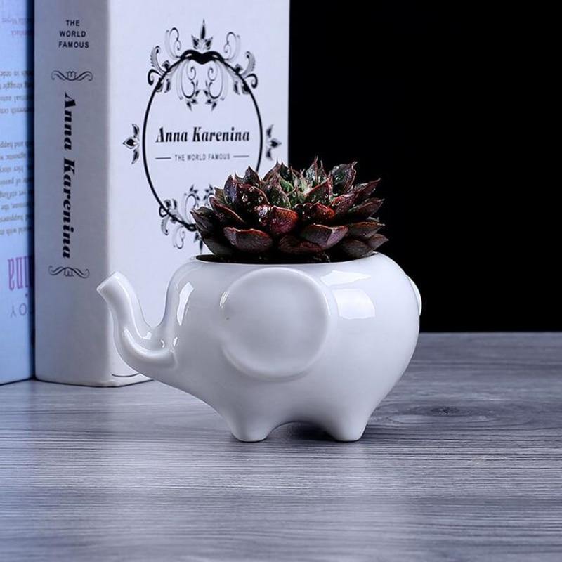 elephant succulent holder Ceramic Elephant Plant Holder Small