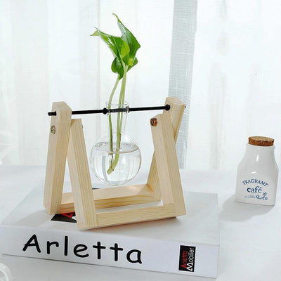 Glass Propagation Vase with A-Frame Wood Stand - Lily & Eden