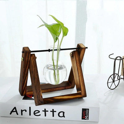 Glass Propagation Vase with A-Frame Wood Stand - Lily & Eden