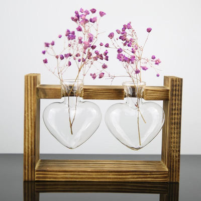 Glass & Wood Heart Propagation Vase - Lily & Eden