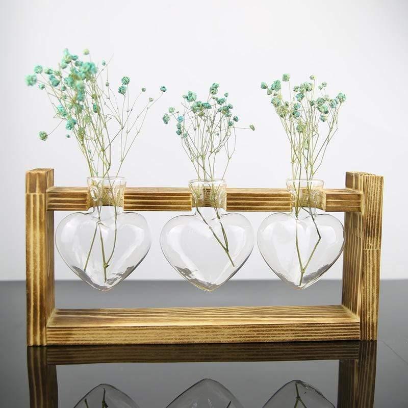 Glass & Wood Heart Propagation Vase - Lily & Eden