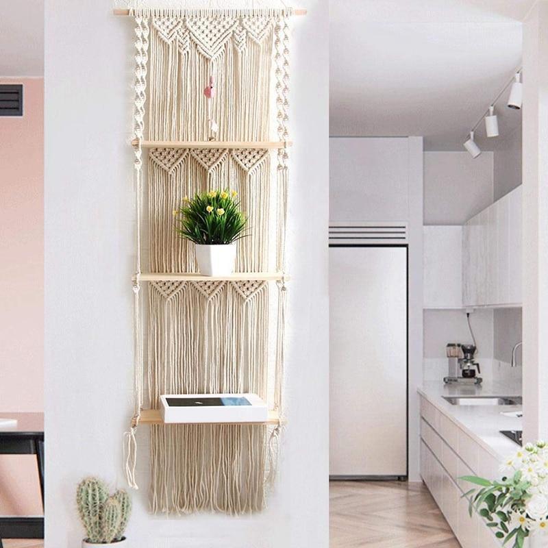 3-Level Macrame Hanging Shelves - Lily & Eden