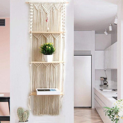 3-Level Macrame Hanging Shelves - Lily & Eden