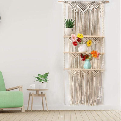 3-Level Macrame Hanging Shelves - Lily & Eden
