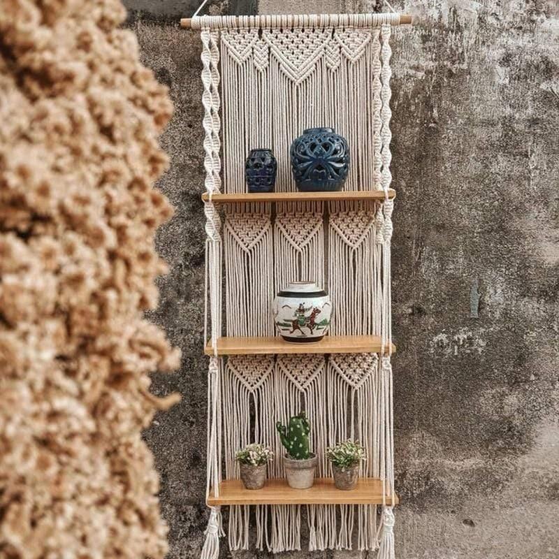 3-Level Macrame Hanging Shelves - Lily & Eden