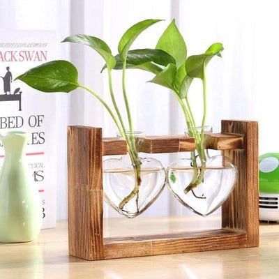 Glass & Wood Heart Propagation Vase - Lily & Eden