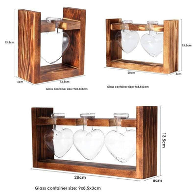Glass & Wood Heart Propagation Vase - Lily & Eden