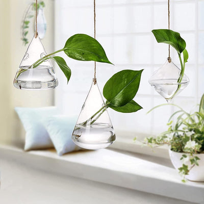 3-Piece Glass Hanging Terrarium Vases - Lily & Eden